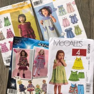 Lot of 4 Sewing Patterns Girls Dresses Simplicity Project Runway 1/2 - 4